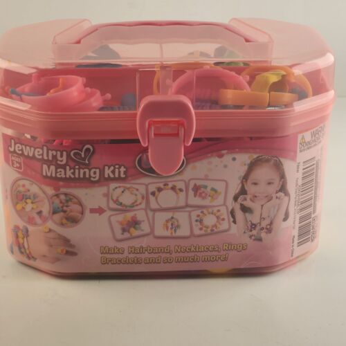 Do It Yourself Plastic Toy Jewelry Making Kit Set and Box With Handle