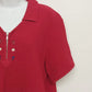 Hammerschmid Womens Red Cotton Knit Quarter Zip Short Sleeve Collared Top Size L