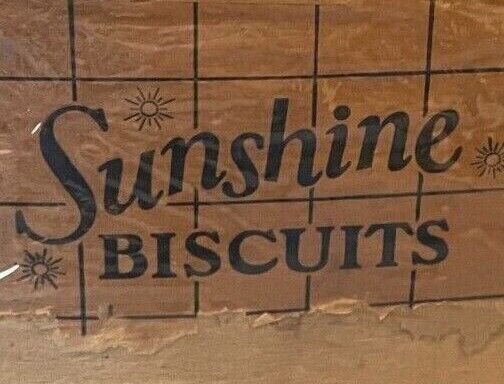 Large Oval Sunshine Biscuit Tin w 2 Currier & Ives Lithographs Mid 1800s Vintage