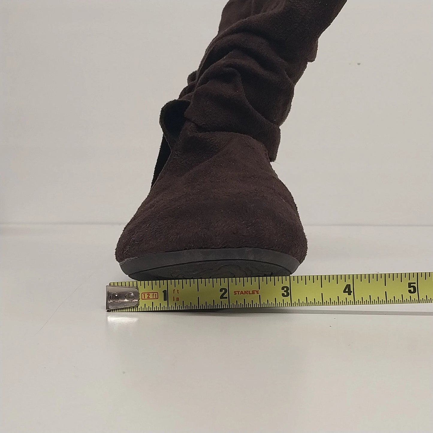 Rampage Beckett Brown Faux Suede Ankle Boots Shoe Womens 7.5 Bow Slouchy China