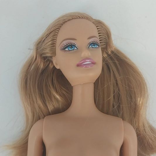 Barbie Doll Mattel 1999 Body 1998 Head Blonde Blue Eyes Bendable Knees Nude Vtg