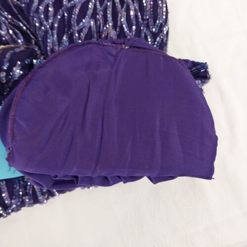 Lawrence Lazar Top Sequined Size XL Purple Silver Tasseled Shoulder Pads