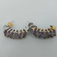 Purple Clear Marquise Crystal J Hoop Earrings Silver Tone Post Back Vintage