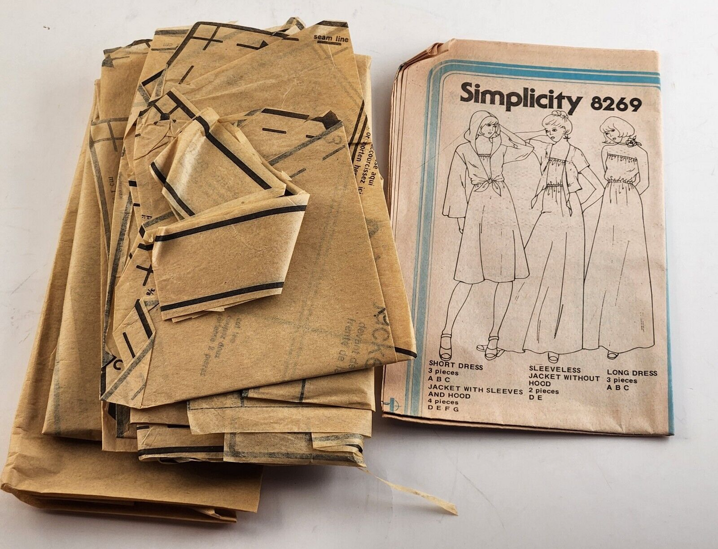 Simplicity 8269 Vintage Sewing Pattern '77 Misses Jiffy Pull on Dress Jacket 12