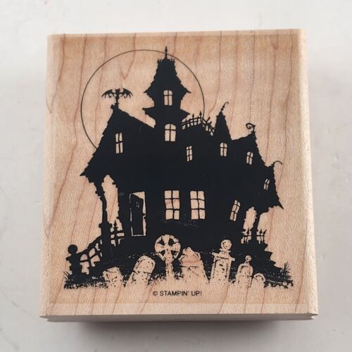 Stampin Up Set or 4 Halloween Themed Wooden Mounted Rubber Stamps Vintage