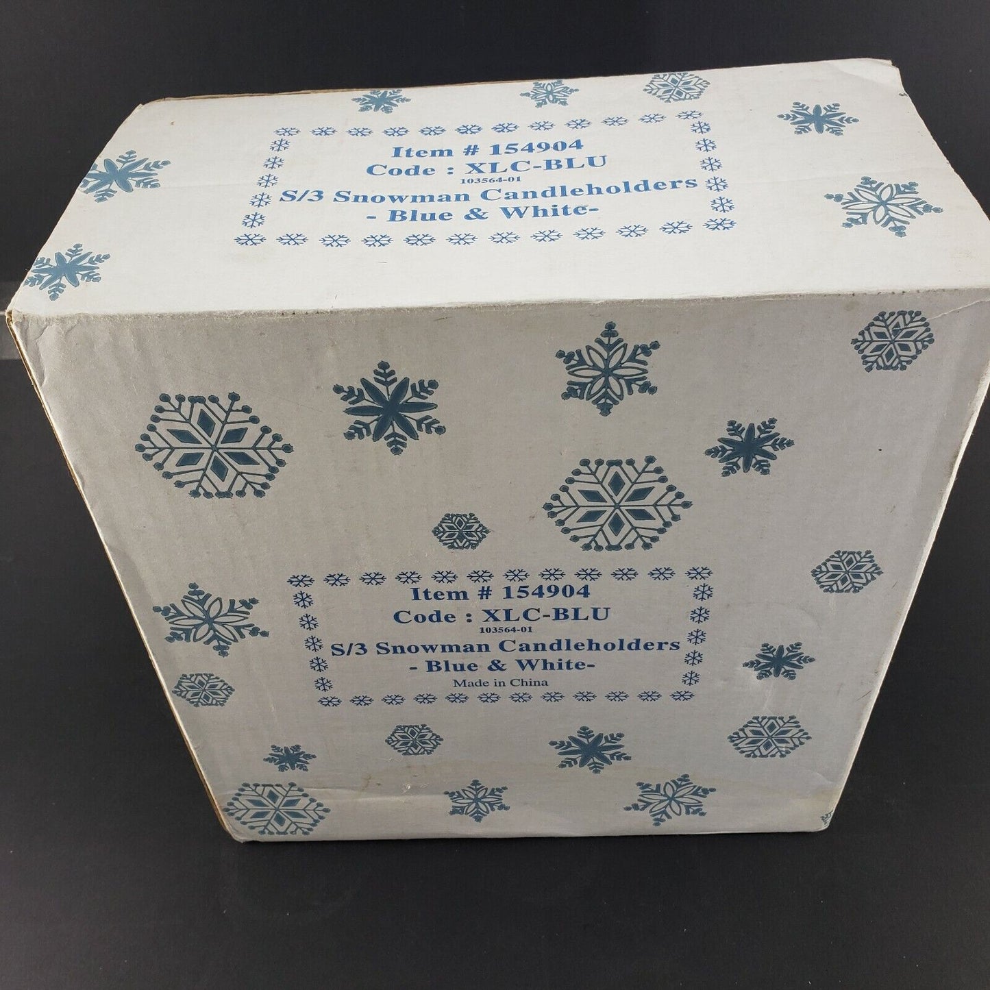 Snowmen Candle Holders Set of 3 Blue White Christmas Decor