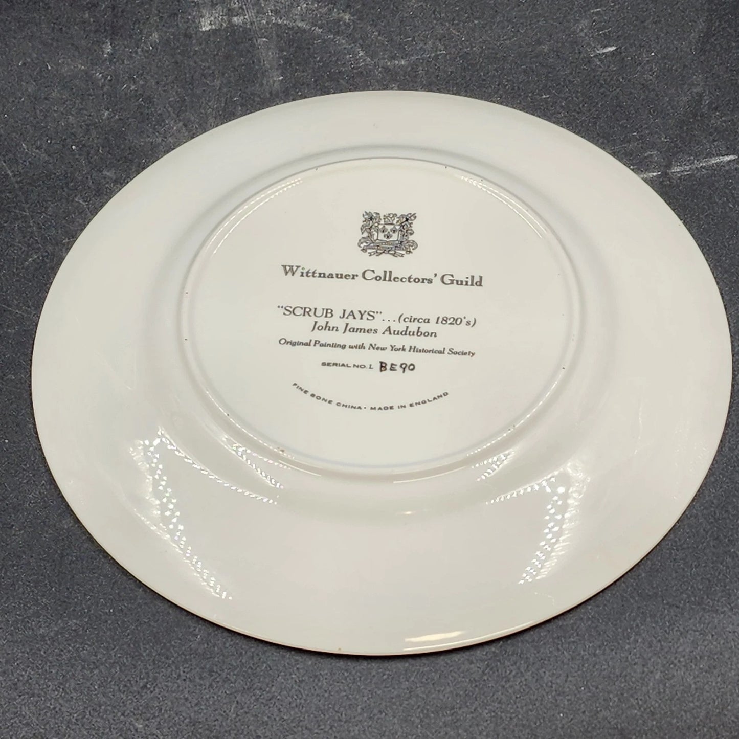 Wittnauer Collectors' Guild Plate LBE90 Scrub Jays Audubon Bone China 8.25" 1820
