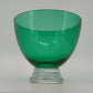 Crate & Barrel Emerald Green Art Glass Bowl Clear Base MCM Centerpiece Poland