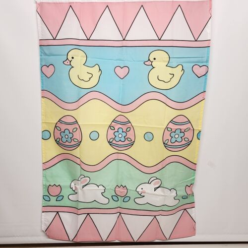 Easter Bunnies and Eggs Decorative Polyester Yard Flag 42" x 28" Pastels Taiwan