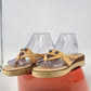 Castelfranco Wedge Sandals Womens 8 Beige Leather Rhinestone Italy