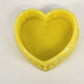 Degenhart Slag Glass Heart Trinket Dresser Box Yellow Mustard Caramel Swirl 3.5"