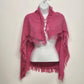 Glentex Pink Rebozo Scarf Handwoven Cotton Fringe 28x28