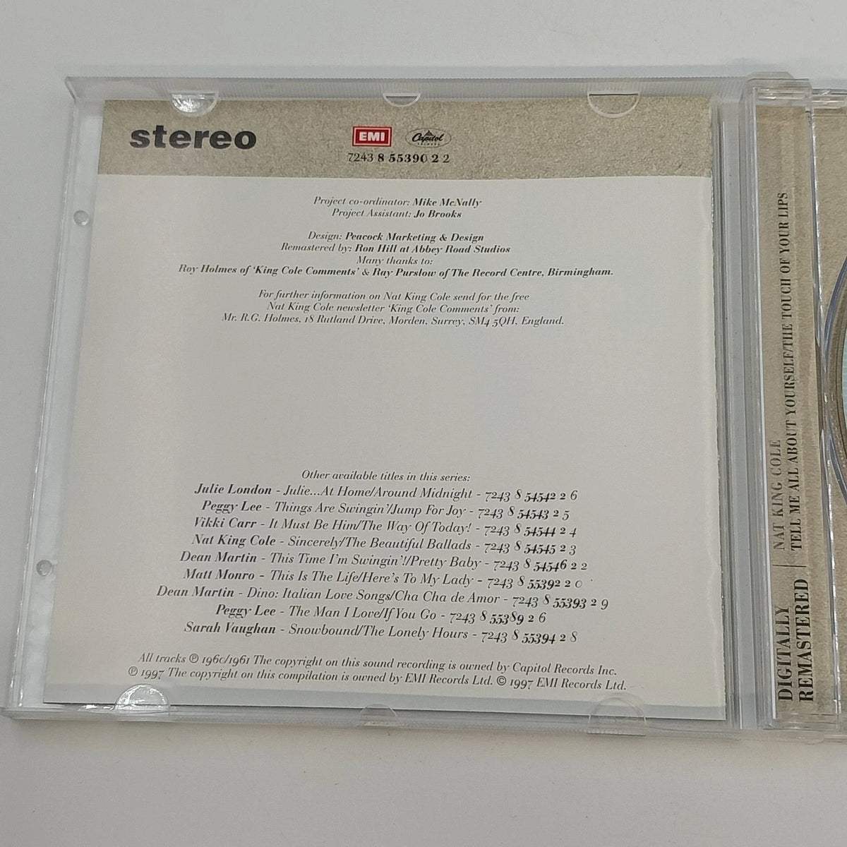 Nat King Cole Tell Me All About Yourself Touch of Your Lips CD 1997 UK EMI