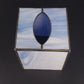 Stained Glass Tissue Box Cover Blue Swirl Slag Glass Metal 5" Bathroom Decor Vtg