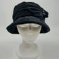 Betmar Black Cloche Velvet Hat Bucket Ruched with Button 100% Polyester New York