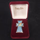 P Buckley Moss Millennium Cross Ceramic Pin Pendant Brooch 2" in Case 1999 Vtg