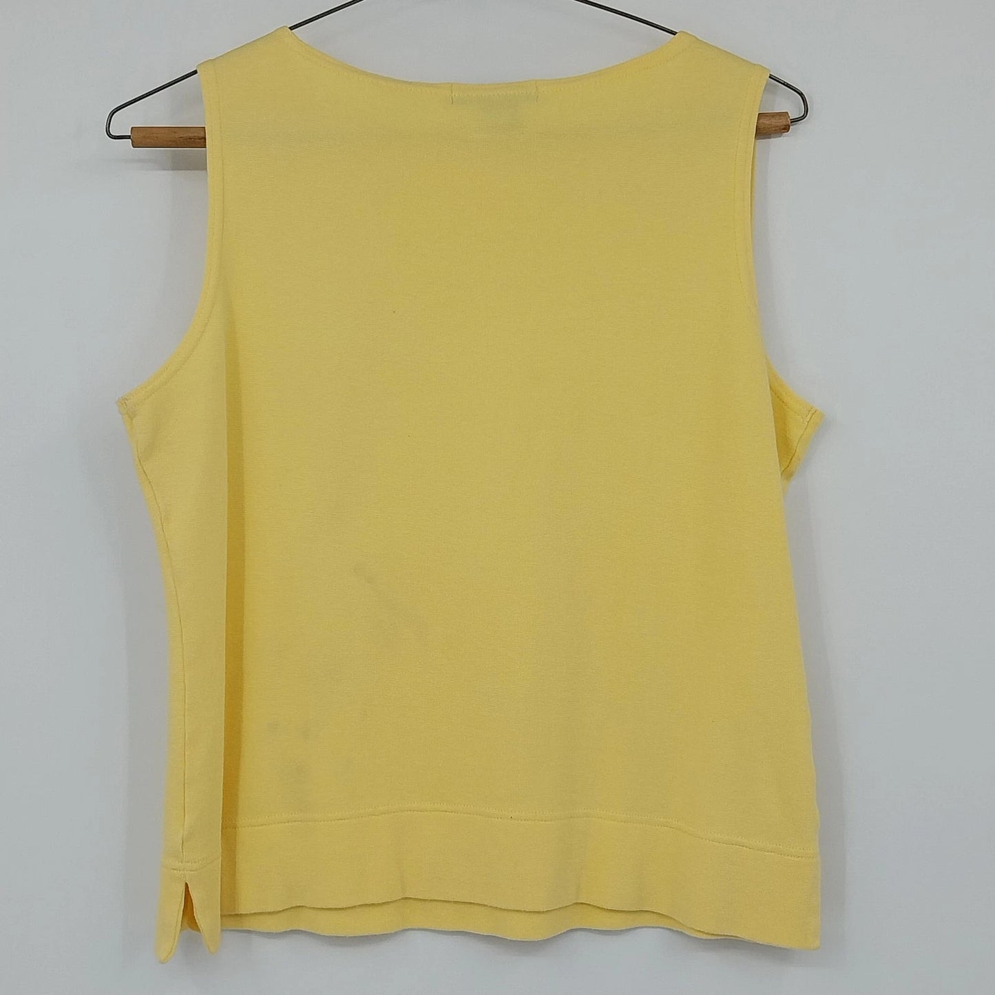 SML Sport Sleeveless Tank Top Women's Medium Solid Yellow Cotton Blend Crew Neck