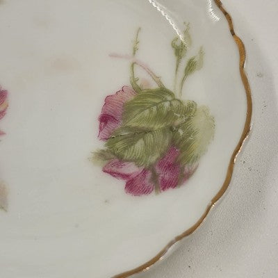 2 Rosenthal RC Monbijou Butter Pat Dishes Pink Roses Gold Scallop Bavaria