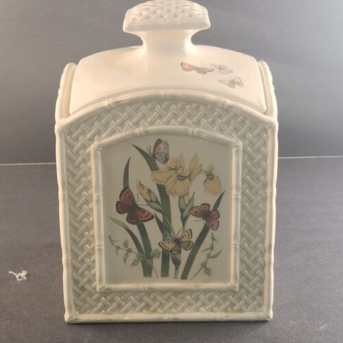 Enesco Butterfly Garden Trellis Large Canister/Storage Container Vintage Japan