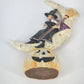 Halloween Witch w Broom & Cat on Crescent Moon Resin Figurine Jack O’ Lantern 9"