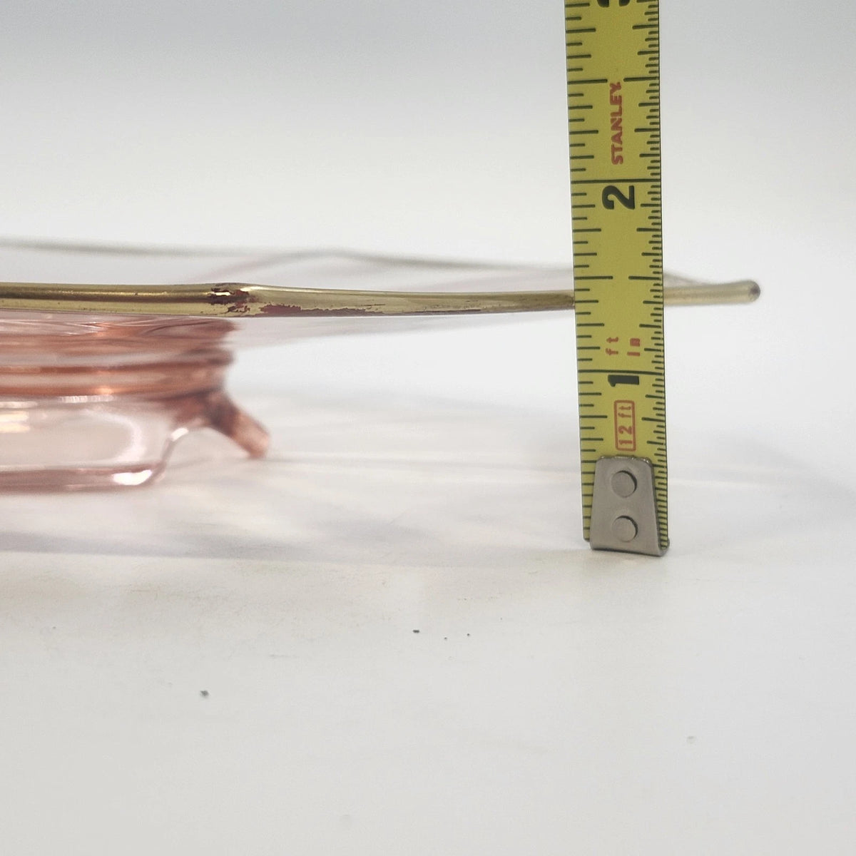 Tiffin Rambler Rose Pink Depression Glass 10" Octagon Underplate Gold Trim 1930s