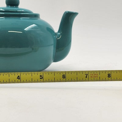 Pristine Blue Green Ceramic Teapot 16oz 4.5"H Glossy Kitchen China Serveware