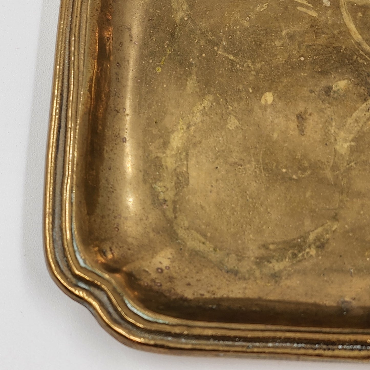 Italian Square Serving Wall Gold Plate Solid Cast Brass 6" with Double Rim Edge