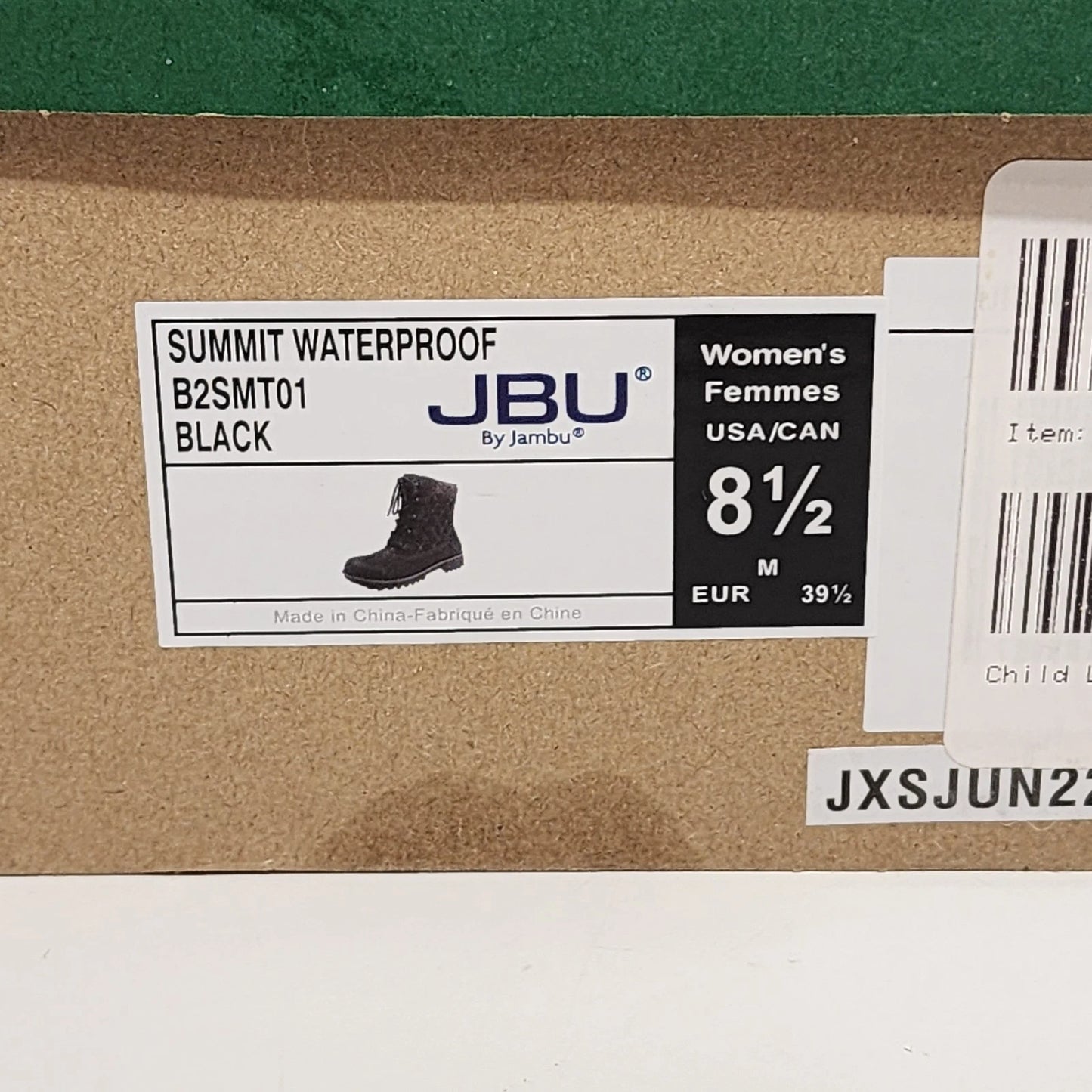 JBU by Jambu Summit Boots 8" High Black Quilted Zip Water Repellent Women’s 8.5