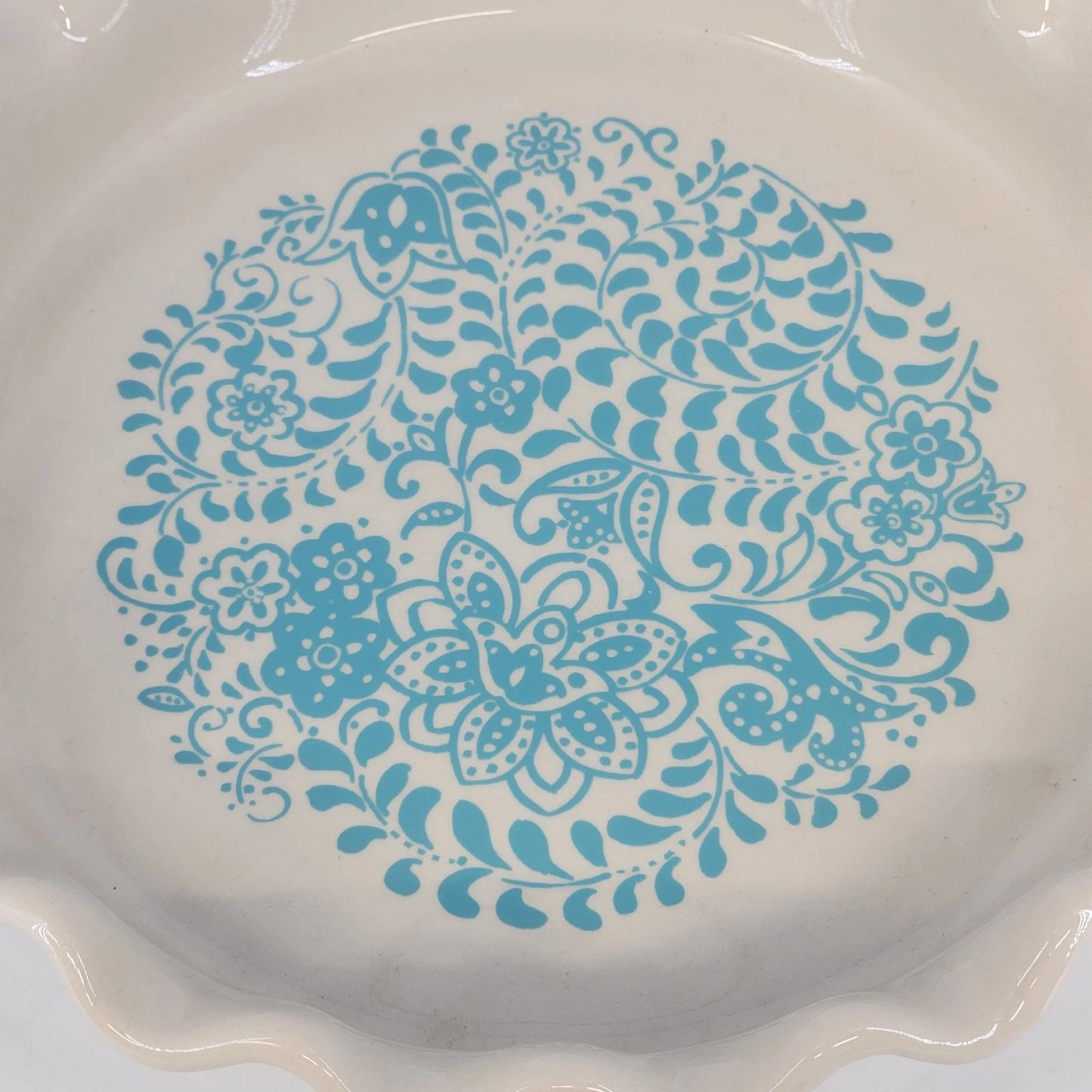 Pioneer Woman Flea Market Stoneware Pie Plate 10.5" Floral Design Ruffled Edge