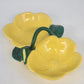 Holland Mold Ceramic Divided Hibiscus Dish Yellow Flowers Green Leaf 10" 1962