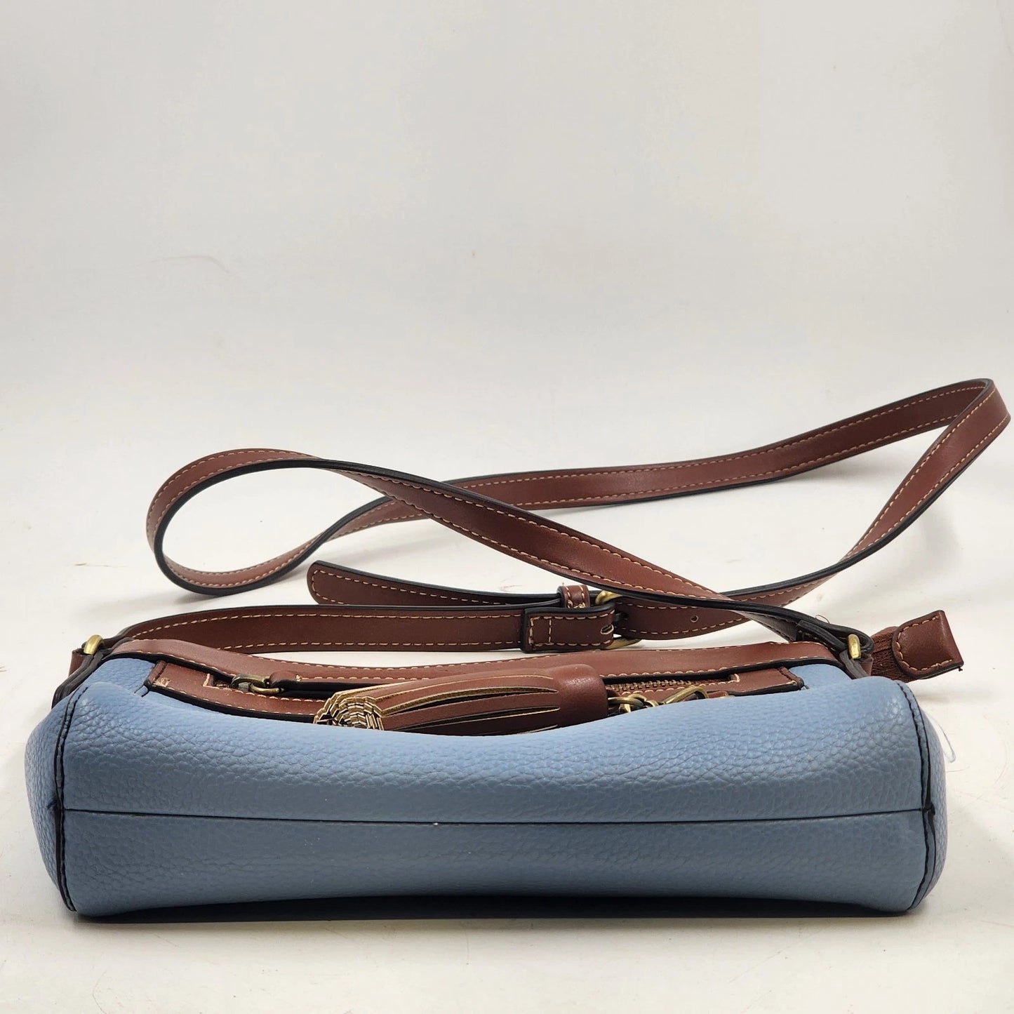 St John's Bay Blue & Brown Crossbody Shoulder Bag Faux Leather Handbag Classic