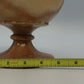 Banded Alabaster Pedestal Candy Dish Lidded Jar Cream Brown Natural Stone 9"
