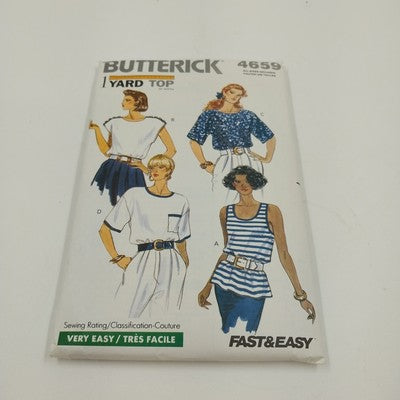 Butterick 4659 Vintage Sewing Pattern 1990 Cut Complete Misses Tops Size 6-18