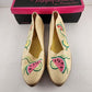 Canvas Beacon Shoes Yellow WaterMelon 10 W Ladies Vintage Wedge NEW Rope Slip-On