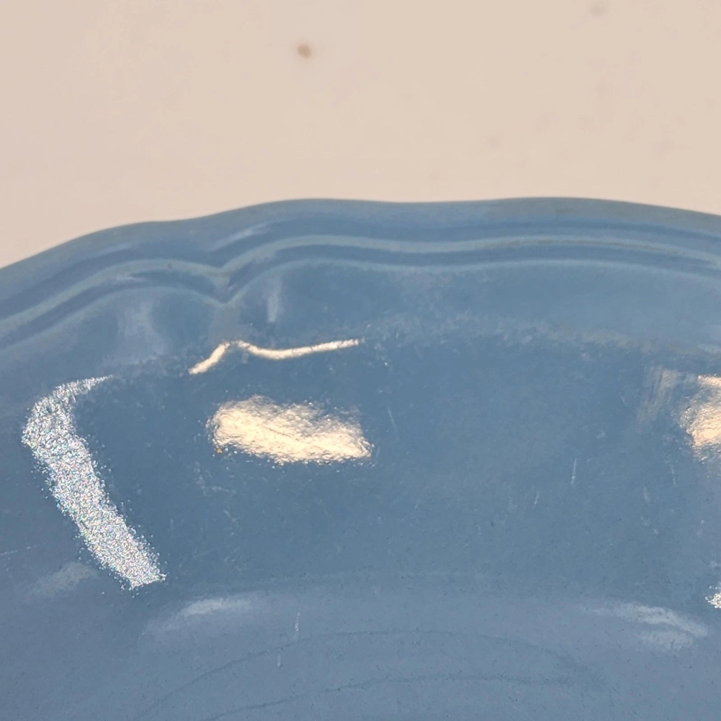 Linda Ironstone 4008 Cereal Bowl 3 Pcs Blue Top White Bottom 6.5" Utensil Marks