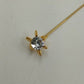 Gold Tone Initial Letter G w Faceted Clear Rhinestone Stick Pin Brooch