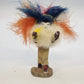 Rainbow C.Zopah Handmade Feather Folk Art Figure Colorful Wood Base 5" 154-168
