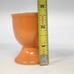 Pair Orange Ceramic Egg Cups 2" Pedestal Chalice White Interior Kitchen MCM