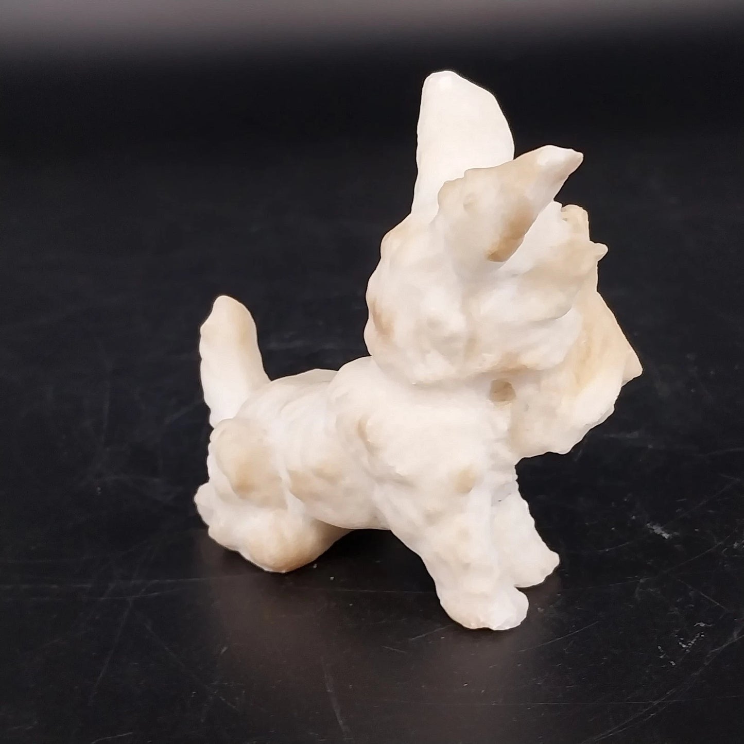 Hand Carved Stone Scottish Terrier Figurine White Scotty Dog 4.5" Animal