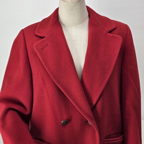 J G Hook Womens Red Wool Double Breasted Pea Coat Blazer Medium Size M Classic