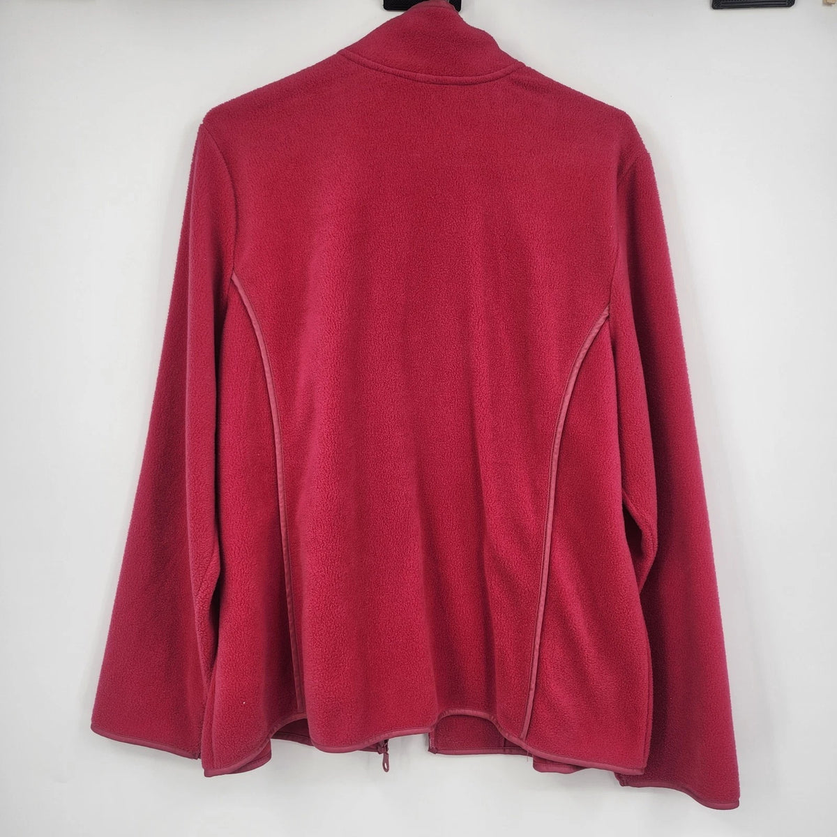 Koret Women's Large Red Fleece Jacket Full Zip Pockets Polyester Macau Vintage