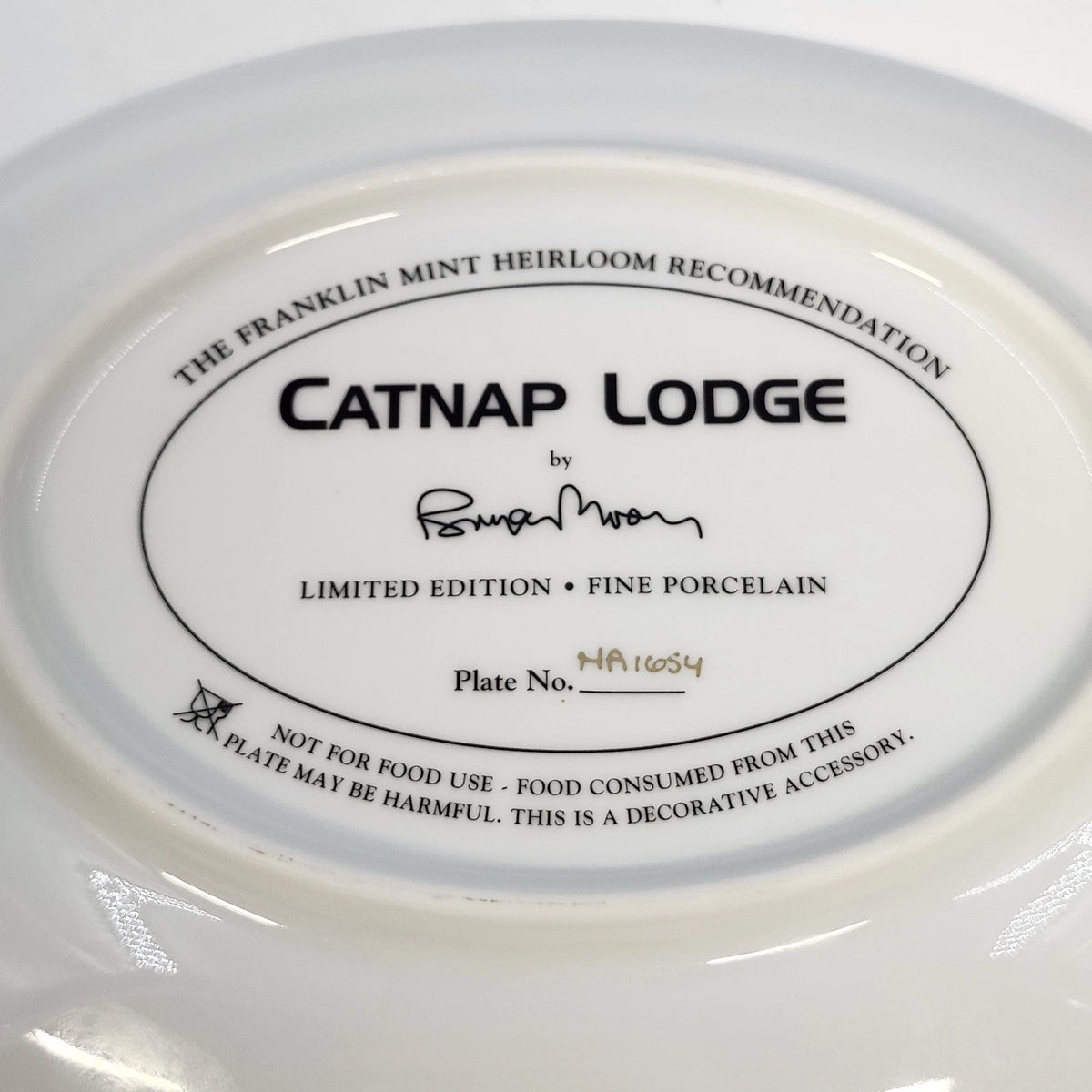 Franklin Mint Catnap Lodge Bryan Moon Fine Porcelain Plate Limited Edition COA