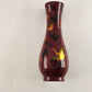 Bud Vase Maroon Red Overlay Gold Geese Black Trees Asian Sun Vintage Vietnam