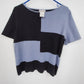 Designers Originals Color Block Top Women XL Black Blue Short Sleeve Cotton