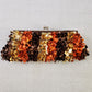 Cocos Intl Beaded Sequin Evening Clutch Purse Bronze Brown Gold Orange NWT
