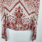 Women's Boho Embroidered Crop Top Medium White Floral Blouse
