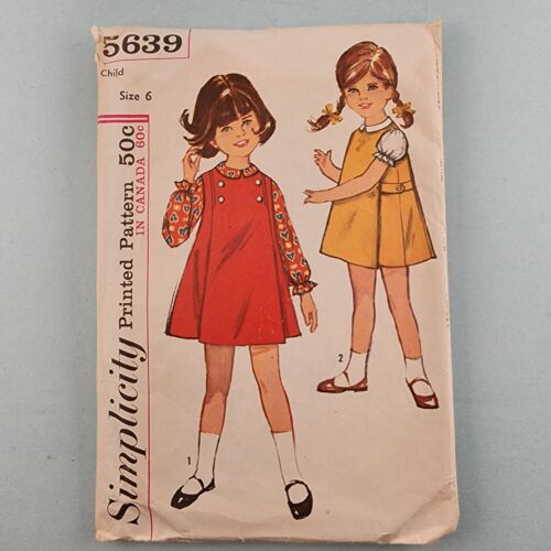 Simplicity 5639 Vintage Child's Jumper and Blouse Sewing Pattern Cut Size 6