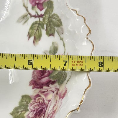 Rosenthal RC Monbijou China Vegetable Bowl Pink Bavaria Roses w Handle Chipped