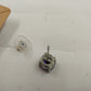 Set of 2 Stud Earrings Silver Tone with Purple and Blue Rhinestones