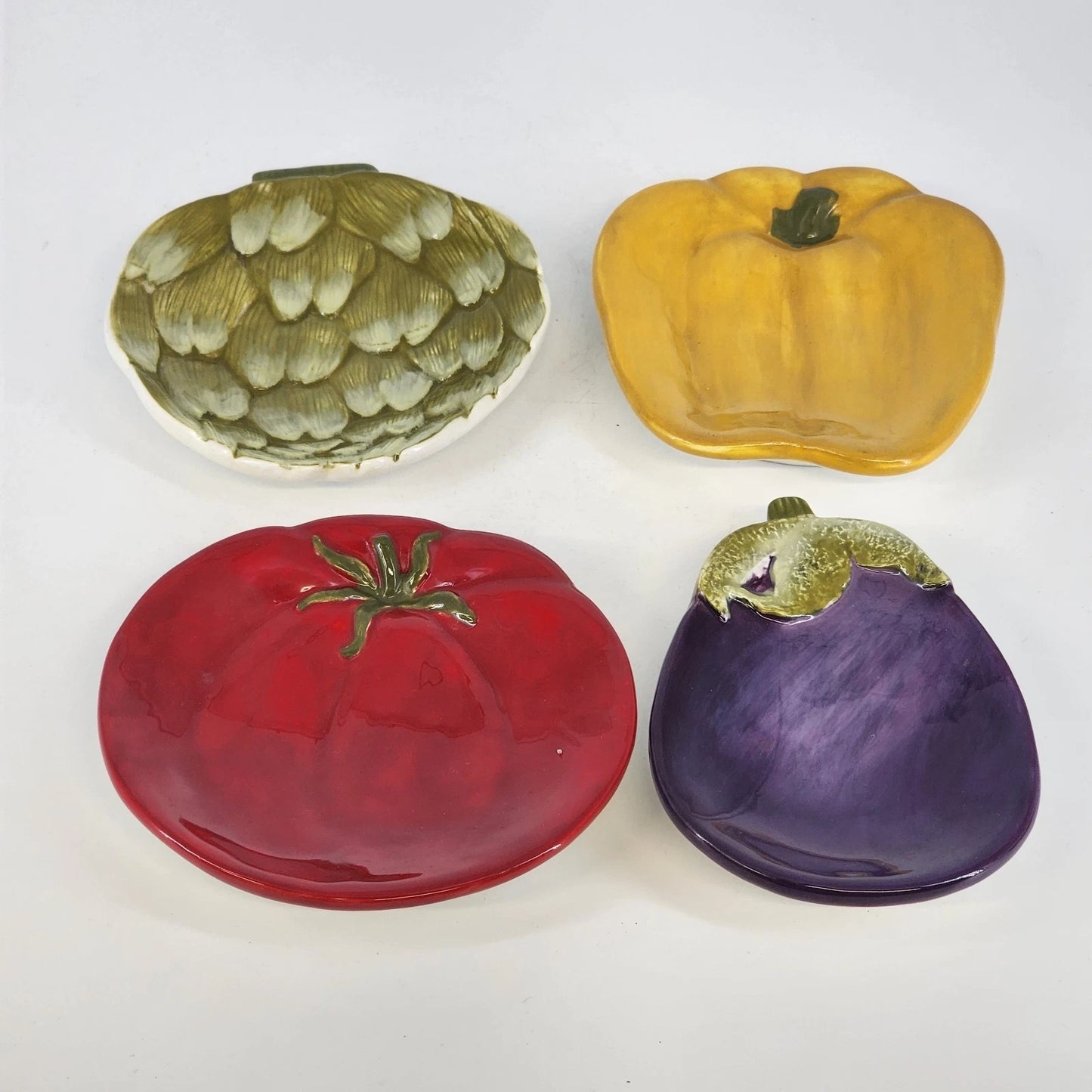 Wrought Iron Plate Wall Hanger Vegetable Plates 4 Pc Set Kitchen Display Decor